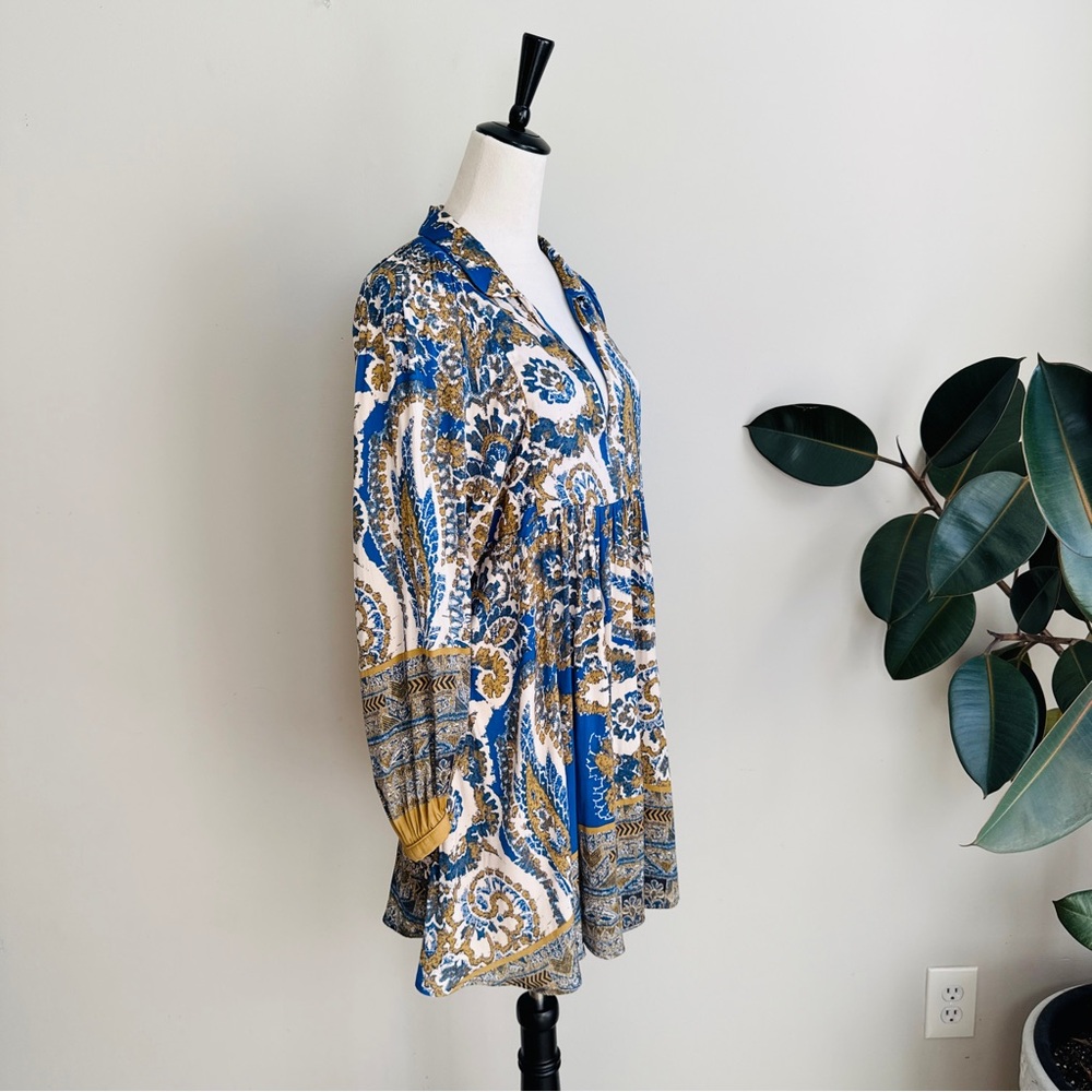 Free People Dress Say You Love Me Printed Flowy Mini Dress Sz M - Picture 7 of 10